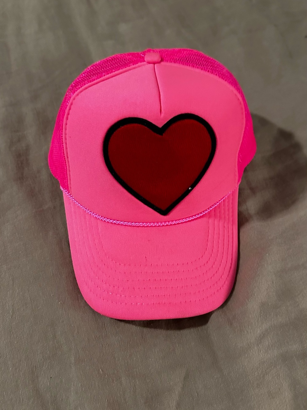 Aviator Nation Hot Pink Trucker Hat with Red Heart Patch